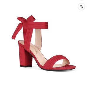 Red Block Heel Sandals